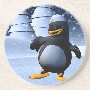 Lustiger Matrosen-Pinguin Tanzend Sandstein Untersetzer