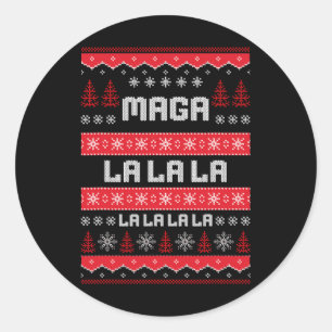Lustiger Mega-la-la-la Donald Trump Weihnachtspull Runder Aufkleber