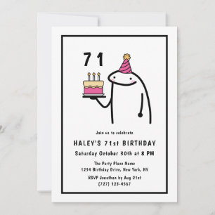 Lustiger Meme Einfacher Schwarzweiß 71. Geburtstag Einladung