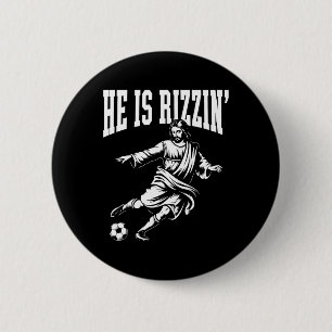 Lustiger Meme Gott Christliches Weihnachten Er ist Button