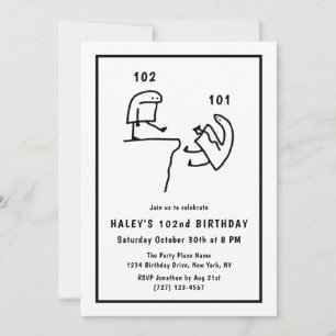 Lustiger Meme Humor Einfach Weiß 102. Geburtstag Einladung