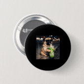 Lustiger Meme-Mops trinkt Mojito-Limonen-Minze Button (Vorne & Hinten)