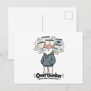 Lustiger Meme: Überdenker-Gehirn Schaltet Nicht Ab Postkarte