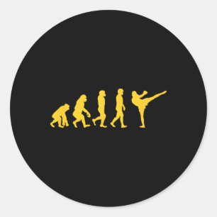 Lustiger Mensch Affe Gorilla Evolution Karate Boxe Runder Aufkleber