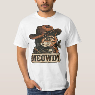 Lustiger Meowdy-Cowboy-Katze, Vintage-Western-Ästh T-Shirt