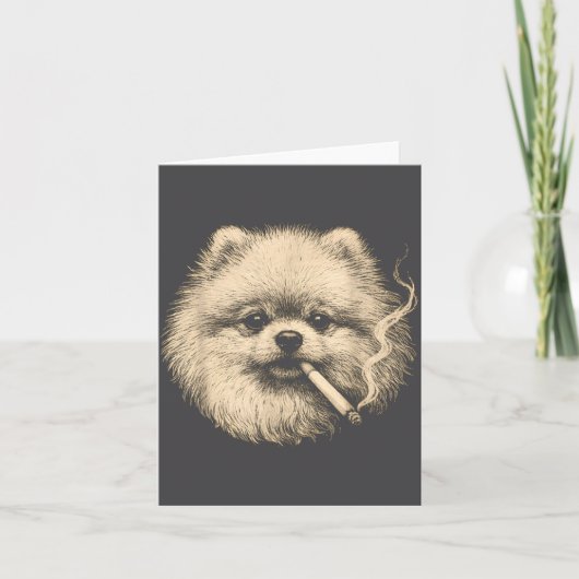 Lustiger Meranian-Meme-Hund raucht Zigarette Karte (Vorderseite)