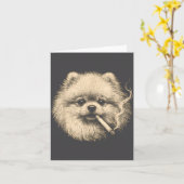 Lustiger Meranian-Meme-Hund raucht Zigarette Karte (Gelbe Blume)