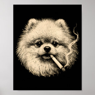 Lustiger Meranian-Meme-Hund raucht Zigarette Poster