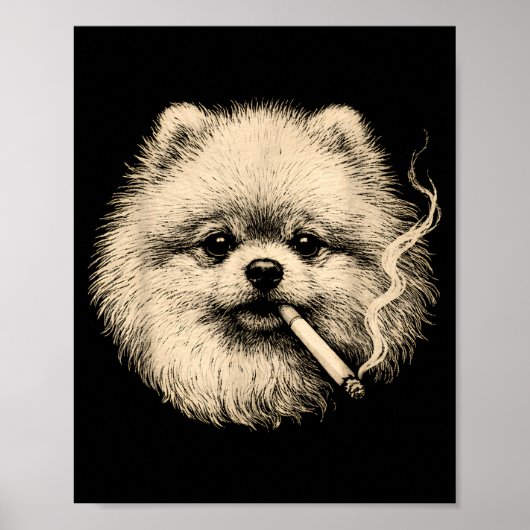 Lustiger Meranian-Meme-Hund raucht Zigarette Poster (Vorne)