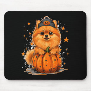 Lustiger Meranischer Hund Halloween-Kürbis Grafikl Mousepad