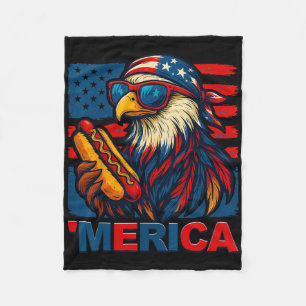 Lustiger Merica Adler Hotdog Usa Flagge 4. Juli Pa Fleecedecke
