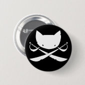 Lustiger Miezekatze-Piraten-Knopf Button (Vorne & Hinten)