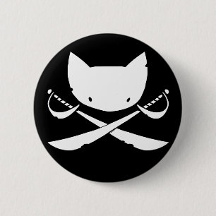 Lustiger Miezekatze-Piraten-Knopf Button