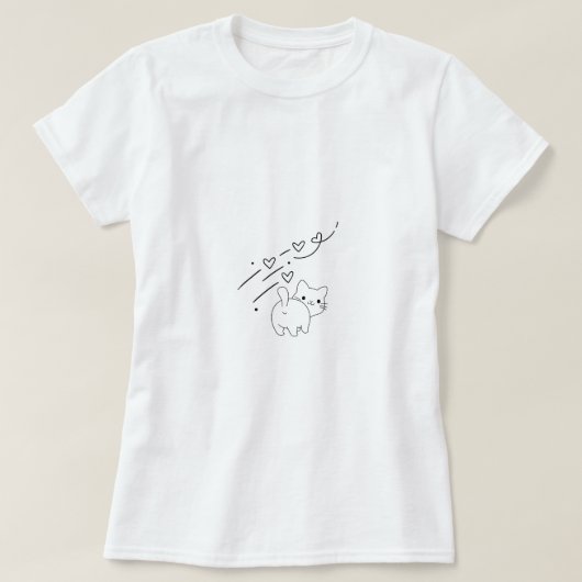 Lustiger Minimalist Katze T-Shirt (Design vorne)