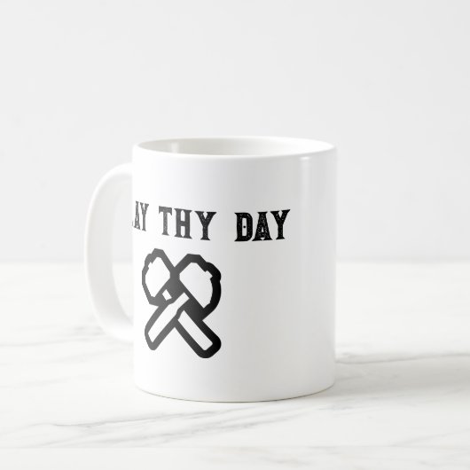 lustiger mittelalterlicher Becher Kaffeetasse (Vorderseite Links)
