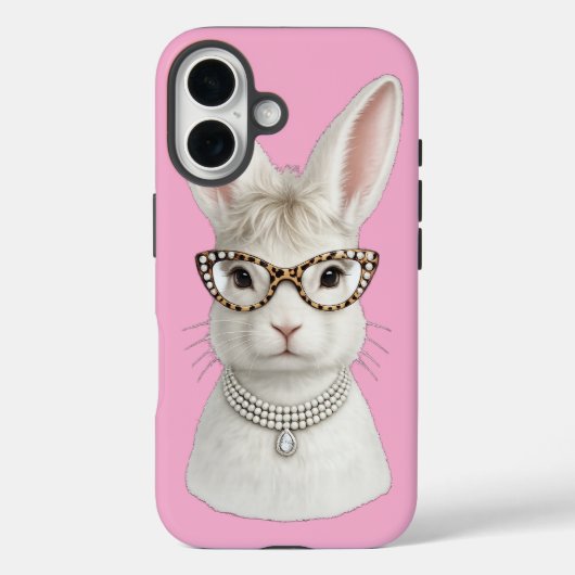 Lustiger Modehase mit Leopardenbrille Case-Mate iPhone Hülle (Rückseite)