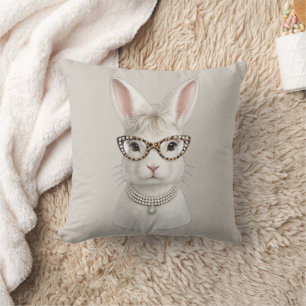 Lustiger Modehase mit Leopardenbrille Kissen