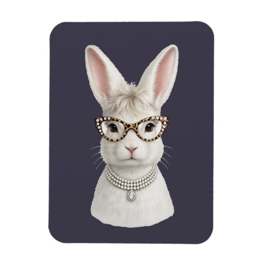 Lustiger Modehase mit Leopardenbrille Magnet (Vertikal)