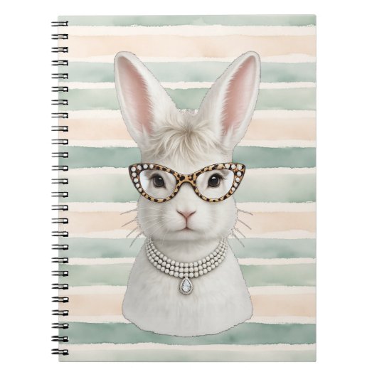 Lustiger Modehase mit Leopardenbrille Notizblock (Vorderseite)