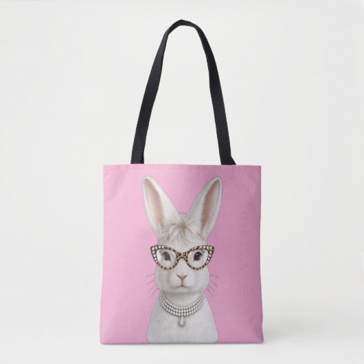 Lustiger Modehase mit Leopardenbrille Tasche (Vorderseite)