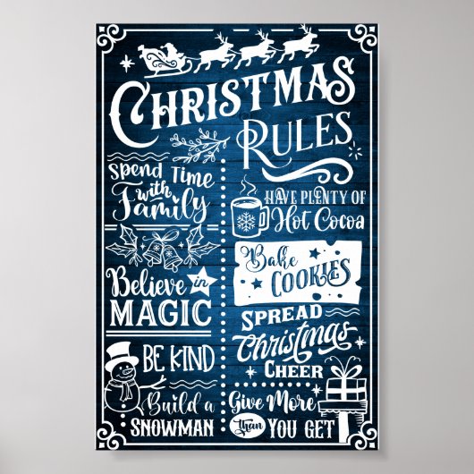 Lustiger moderner Weihnachtsregeln Poster Schild (Vorne)