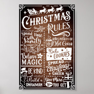 Lustiger moderner Weihnachtsregeln Poster Schild