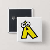 Lustiger Monogramm-Buchstabe A Button (Vorne & Hinten)