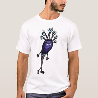 Lustiger Monster-Cartoon-Charakter oben gekleidet T-Shirt