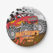 Lustiger Monstertruck-Geburtstag Pappteller (Vorderseite)