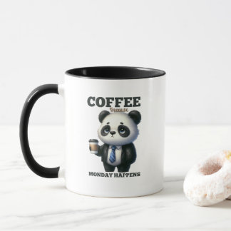 Lustiger Montag Kaffee Panda Bär Wort Kunst  Tasse