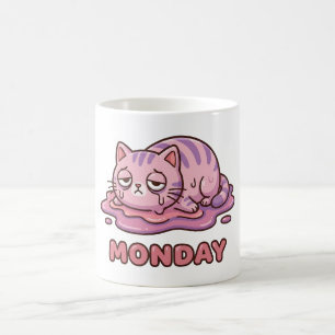 Lustiger Montag-Meltdown-Rosa-Katze-Kaffeetasse Kaffeetasse