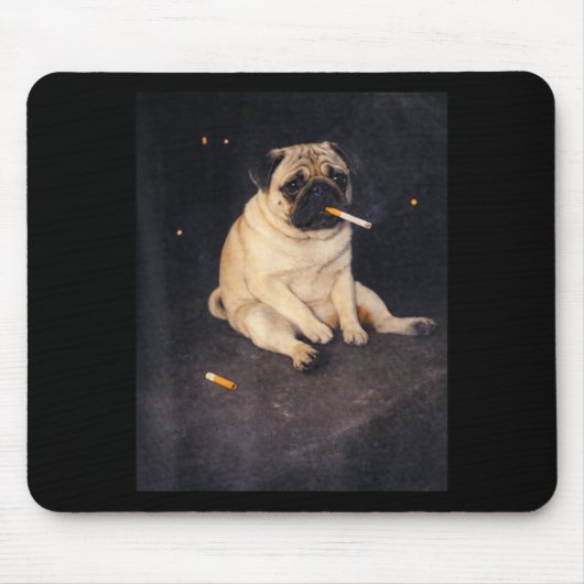 Lustiger Mops, der Meme-Zigarette raucht, Hund Mem Mousepad (Vorne)