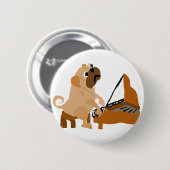 Lustiger Mops-Hund, der Klavier spielt Button (Vorne & Hinten)