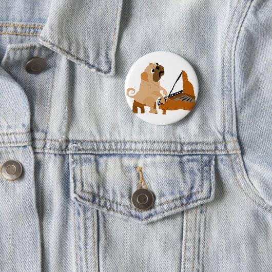 Lustiger Mops-Hund, der Klavier spielt Button (Beispiel)