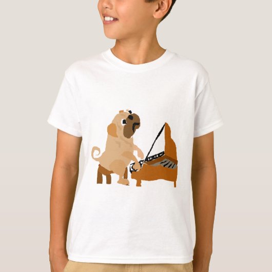 Lustiger Mops-Hund, der Klavier spielt T-Shirt (Vorderseite)