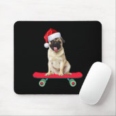Lustiger Mops-Hund Skateboard fahrender Weihnachts Mousepad (Mit Mouse)