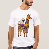 Lustiger Mops-Hundereitlama-Cartoon T-Shirt (Vorderseite)