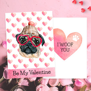 Lustiger Mops, ich wuffe dich, Hund Valentinstag Feiertagskarte