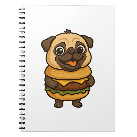 Lustiger Mops mit Hamburger Cheeseburger mythisch Notizblock (Vorderseite)