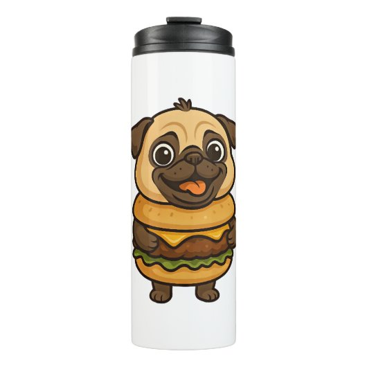 Lustiger Mops mit Hamburger Cheeseburger mythisch Thermosbecher (Vorderseite)