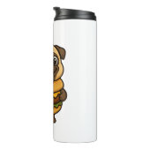 Lustiger Mops mit Hamburger Cheeseburger mythisch Thermosbecher (Nach rechts gedreht)