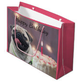 Lustiger Mopsgeburtstag Große Geschenktüte (Vorderseite Schrägansicht)