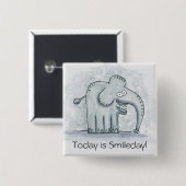 Lustiger motivierend Elefant ist heute Smileday Button (Vorne & Hinten)