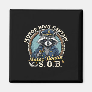 Lustiger Motorboot-Kapitän Nautical Waschbär Meme  Magnet