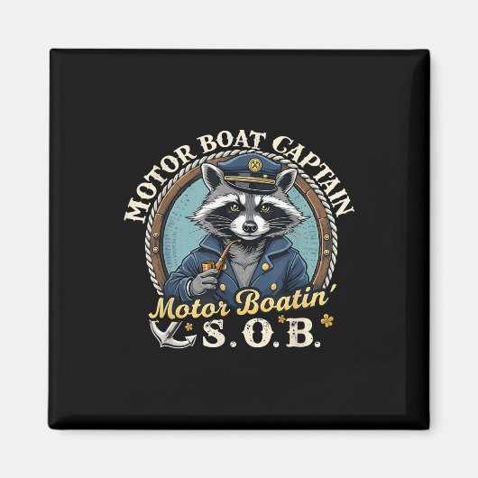 Lustiger Motorboot-Kapitän Nautical Waschbär Meme  Magnet (Vorne)