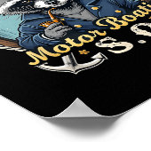 Lustiger Motorboot-Kapitän Nautical Waschbär Meme  Poster (Ecke)