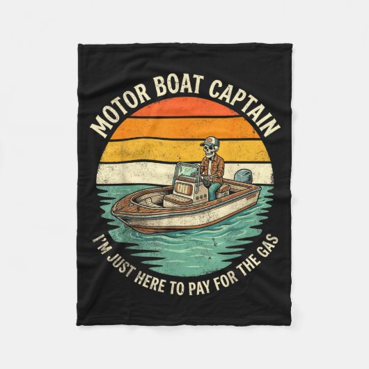 Lustiger Motorboot-Kapitän-Skelett-See-Leben-Grafi Fleecedecke (Vorderseite)