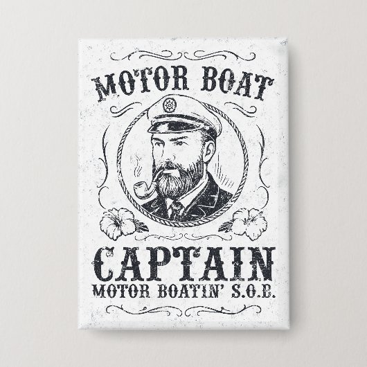 Lustiger Motorbootkapitän Pontoonbootfahren Button (Vorderseite)