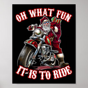 Lustiger Motorrad Biker Opa Santa Reiter Weihnacht Poster