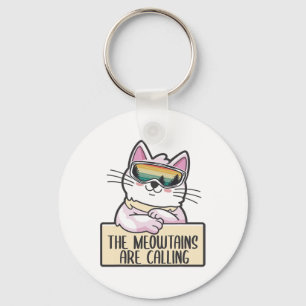 Lustiger Mountain-Snowboard-Ski-Geschenk für Katze Schlüsselanhänger